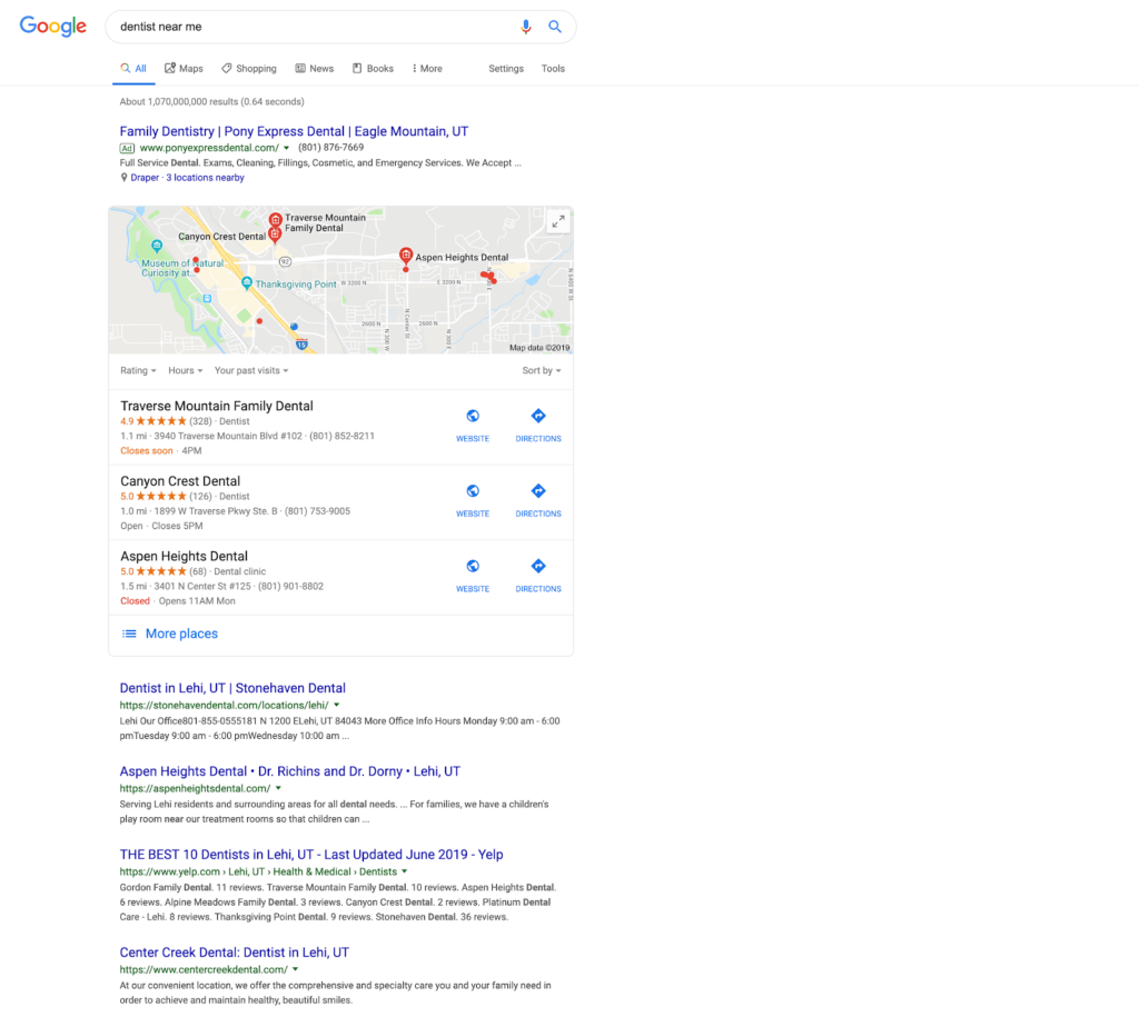 local search google map pack