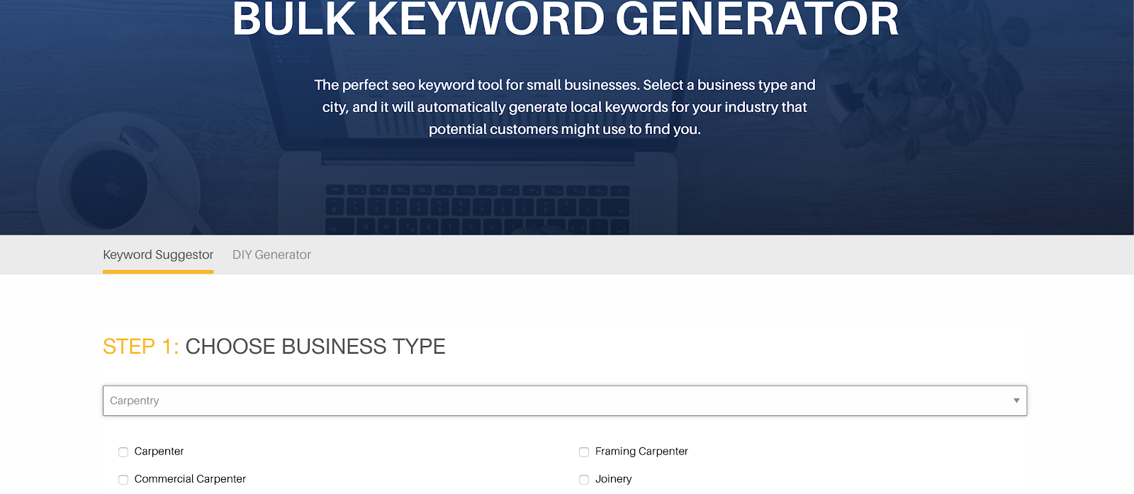 Local SEO strategy: Bulk keyword generator screenshot