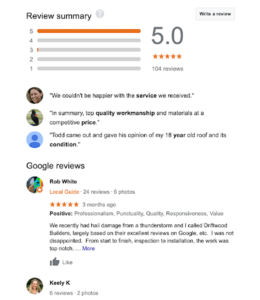 Google Business Profile reviews screenshot