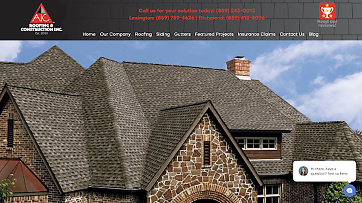 AIC Roofing and Construction WEbsite Screenshot