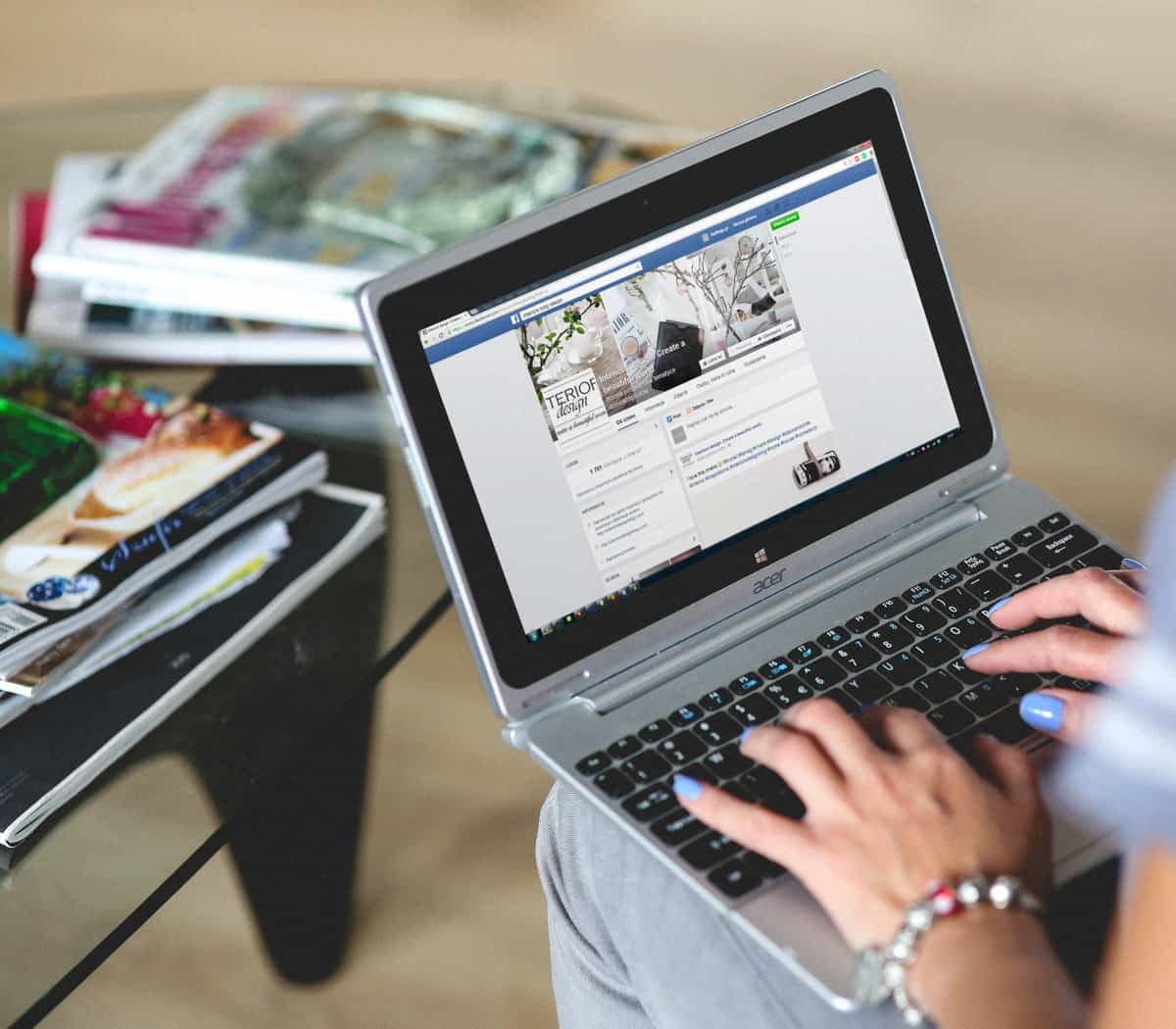 laptop with facebook on the screen