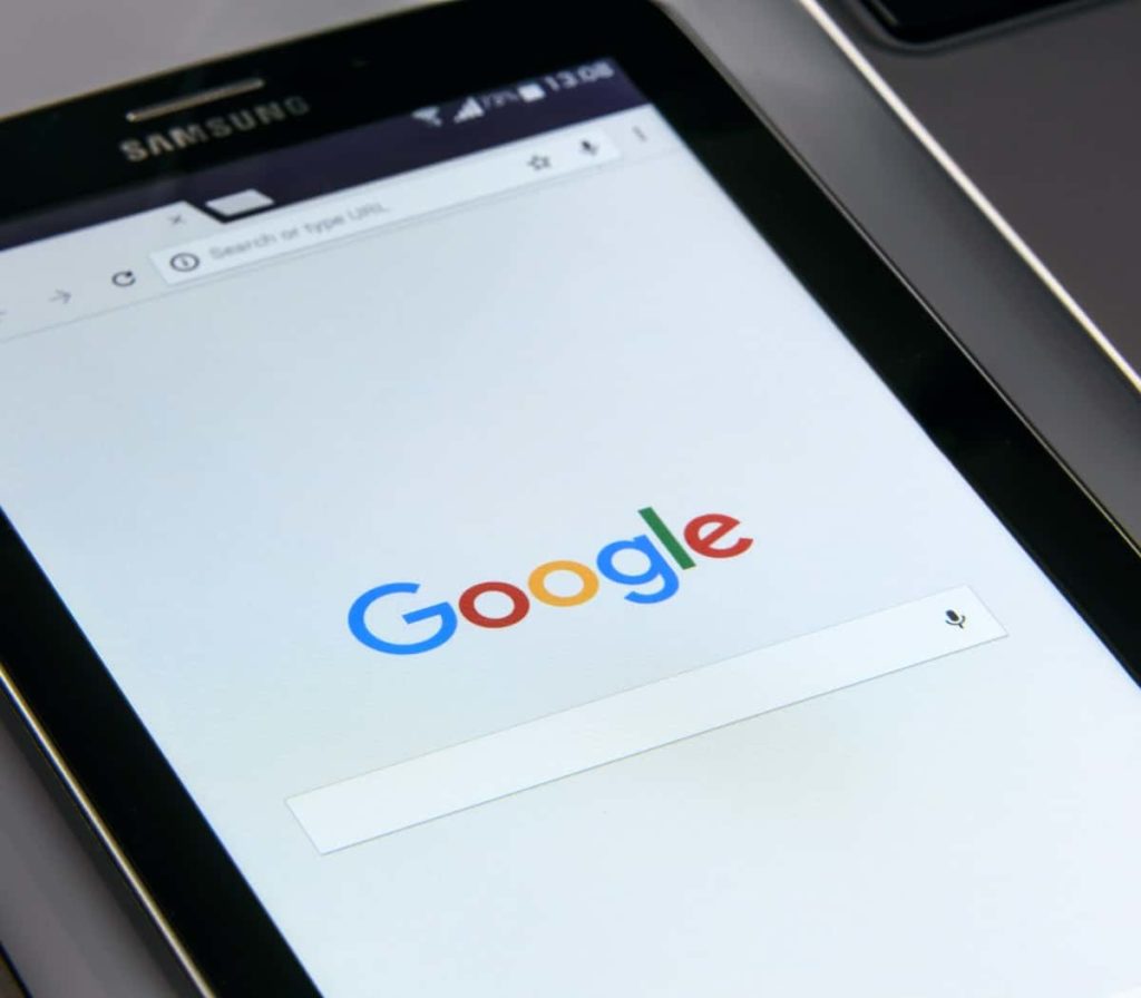 Google website on tablet