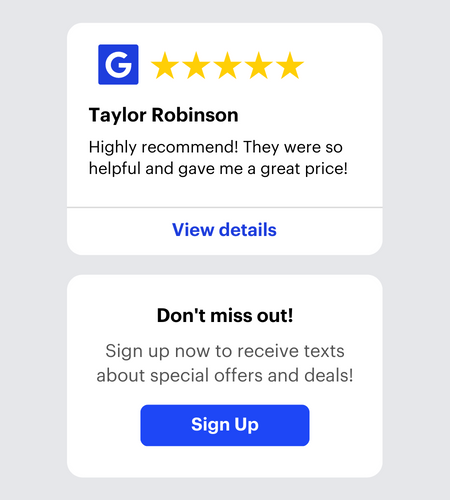 Review text opt-in invite