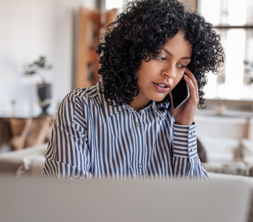 woman using her business phone