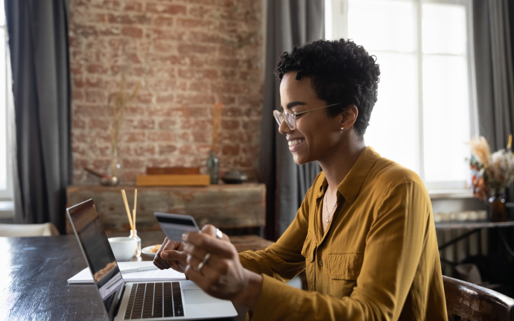 paying with a credit card on computer