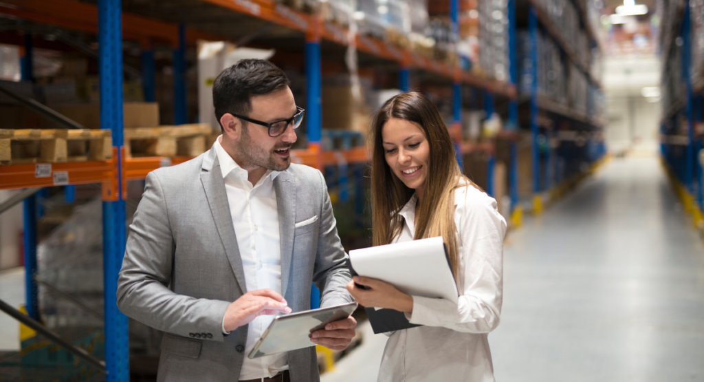  two employees managing inventory