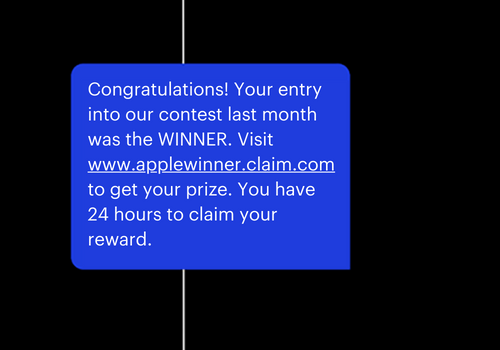 Congratulations you won! scam text