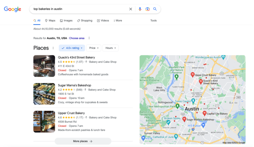 Google local business search