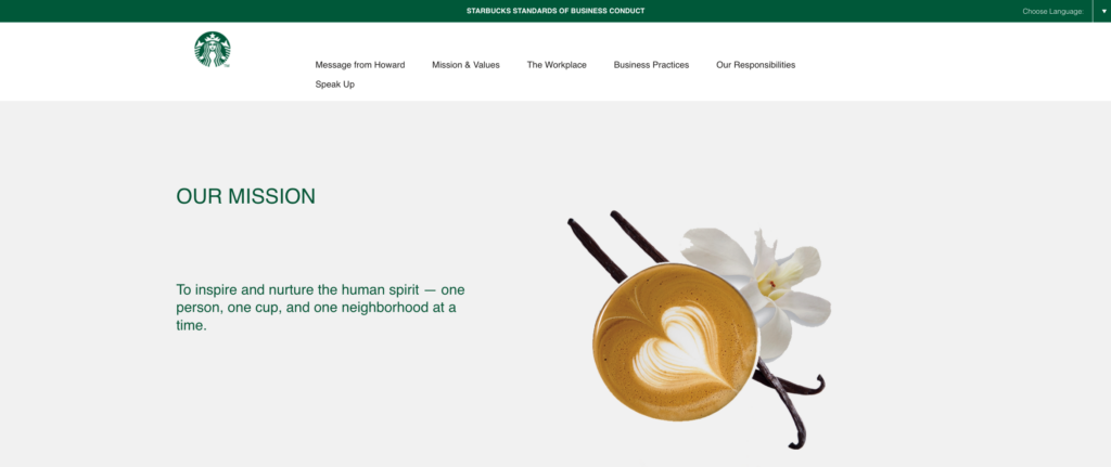 Starbucks mission statement