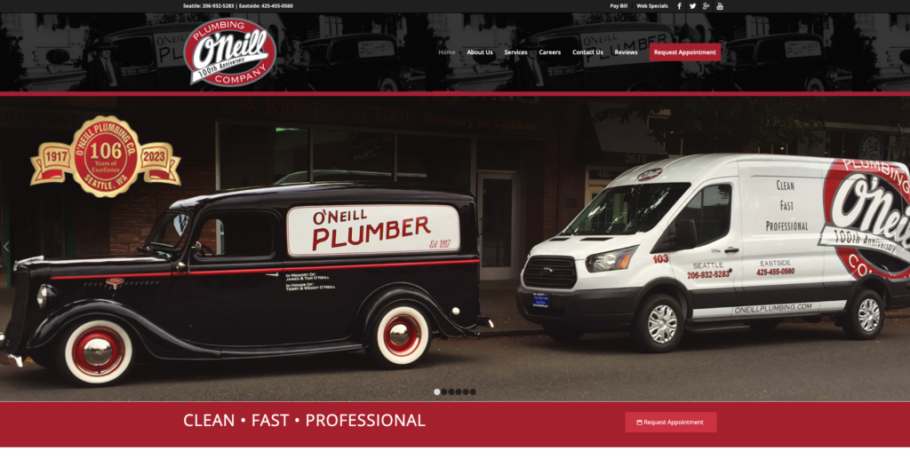 Oneil Plumbing website example