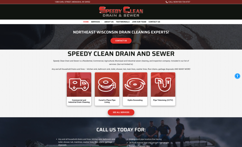 Speedy Clean plumbing website example
