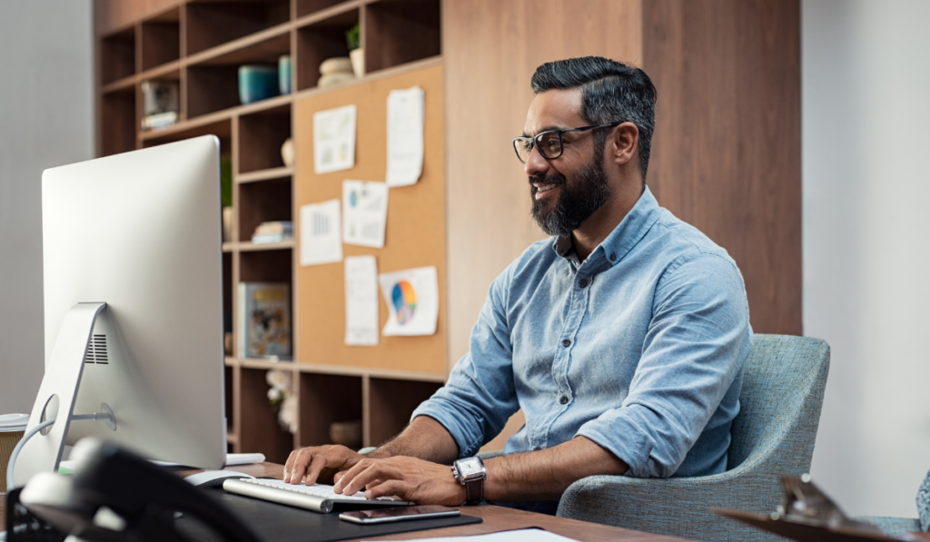 man engaging with a small business' website