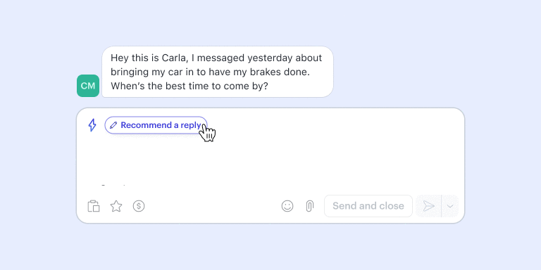 Recommended reply feature