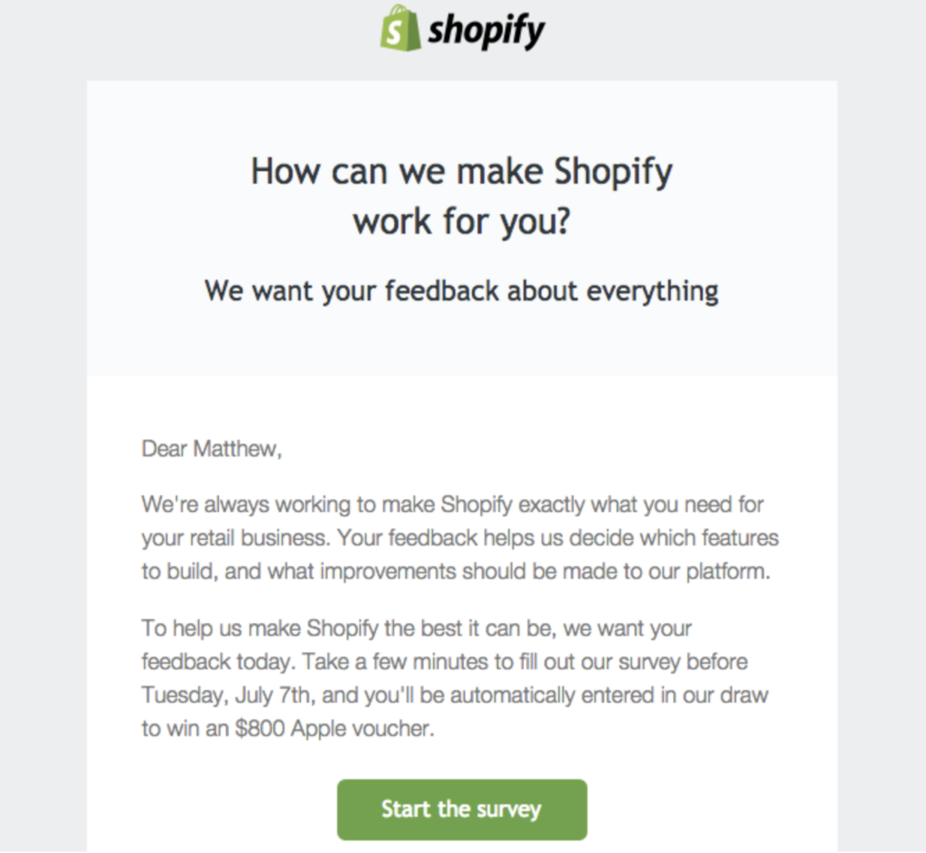 Shopify: Welcome Message Example for Retail Customers