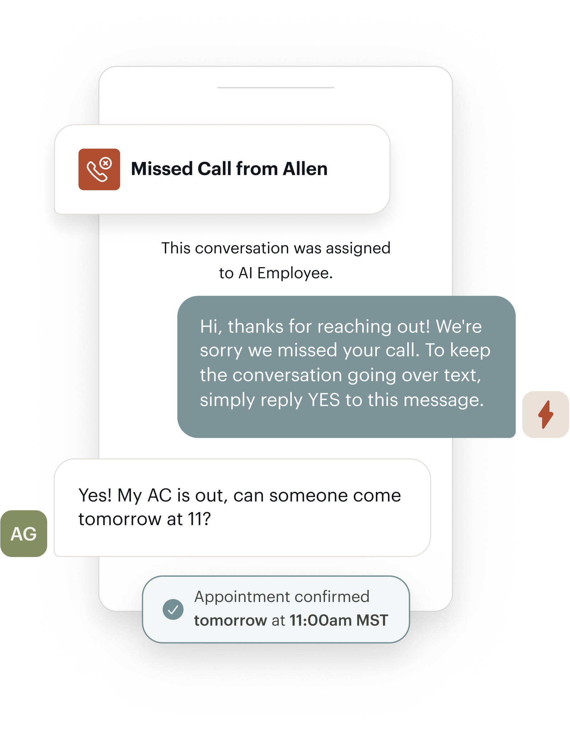 Text missed calls, so you don’t lose business.